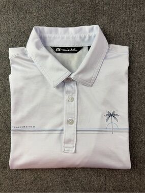 Travis Mathew Mens Pima Cotton Blend Short Sleeve Golf Polo Shirt Size M White